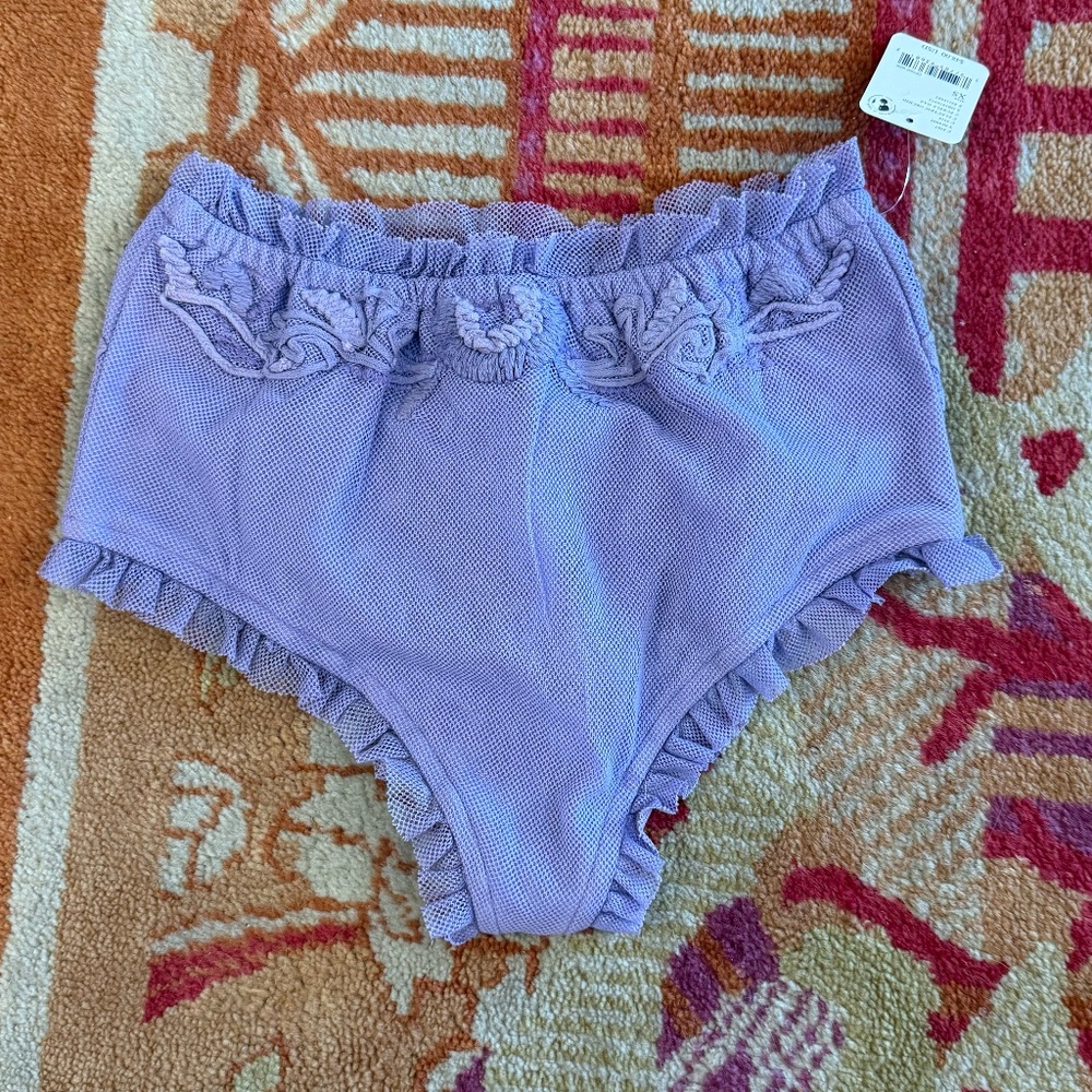 Free People XS electric orchid in bloom bloomer shorts high rise mesh ruffle - Picture 8 of 8